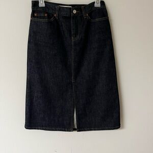 GAP Dark Denim Skirt with Front Slit - knee length